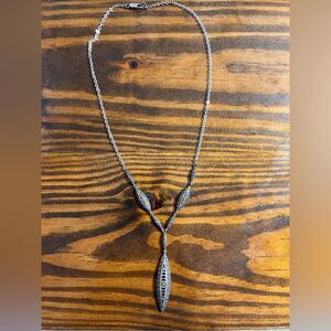 Vintage 2 tone Gold Silver Pendant Necklace teardrop dangle marcasite possibly